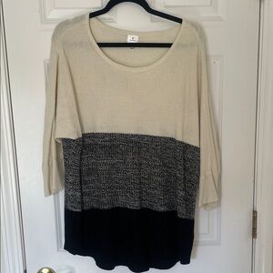 Dressbarn Cream and Black Colorblock Knit Sweater 1X